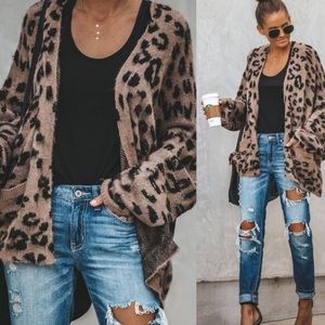 Animal Print Fuzzy Cardigan